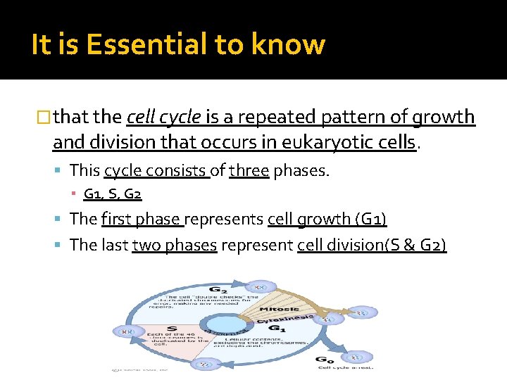 It is Essential to know �that the cell cycle is a repeated pattern of