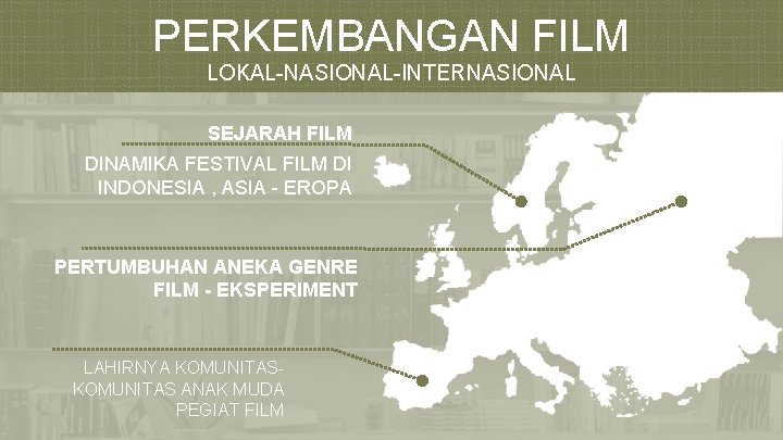 PERKEMBANGAN FILM LOKAL-NASIONAL-INTERNASIONAL SEJARAH FILM DINAMIKA FESTIVAL FILM DI INDONESIA , ASIA - EROPA