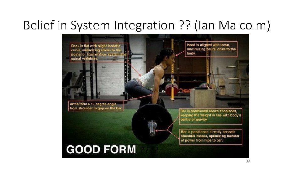 Belief in System Integration ? ? (Ian Malcolm) ? ? 38 
