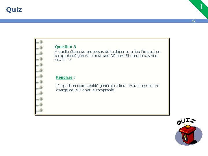 1 Quiz 17 Question 3 A quelle étape du processus de la dépense a