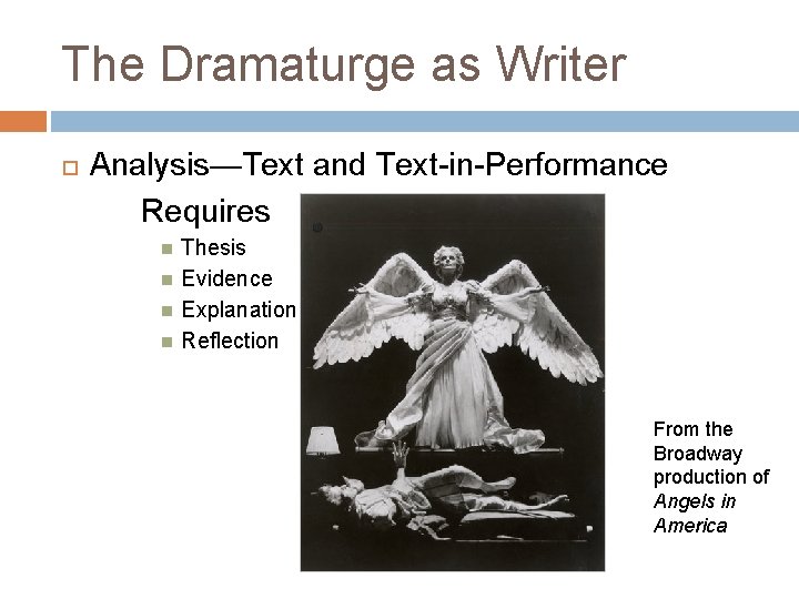 The Dramaturge as Writer Analysis—Text and Text-in-Performance Requires Thesis Evidence Explanation Reflection From the