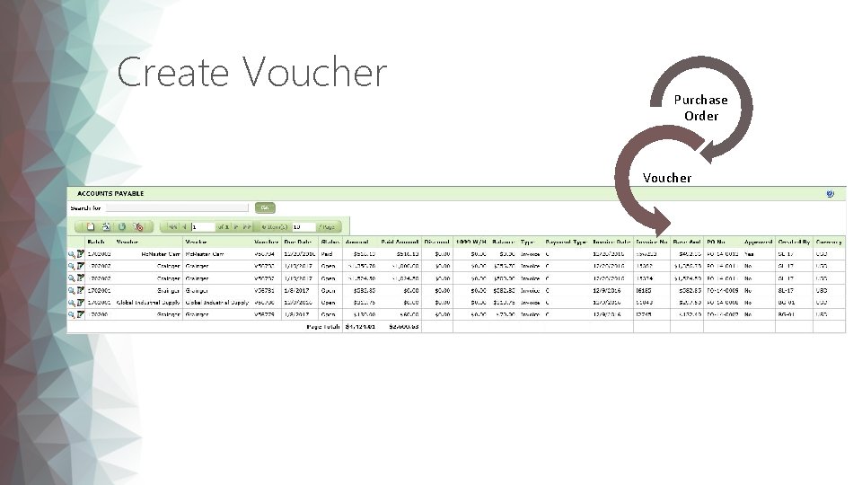 Create Voucher Purchase Order Voucher 