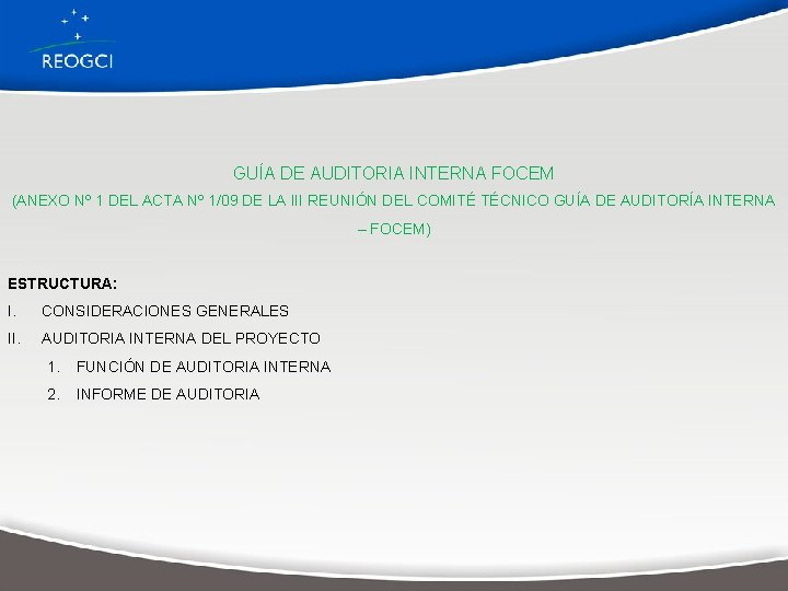 GUÍA DE AUDITORIA INTERNA FOCEM (ANEXO Nº 1 DEL ACTA Nº 1/09 DE LA