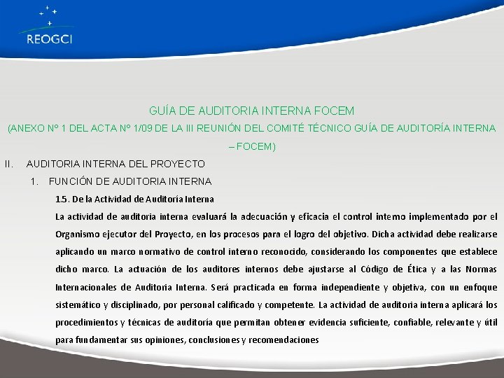 GUÍA DE AUDITORIA INTERNA FOCEM (ANEXO Nº 1 DEL ACTA Nº 1/09 DE LA