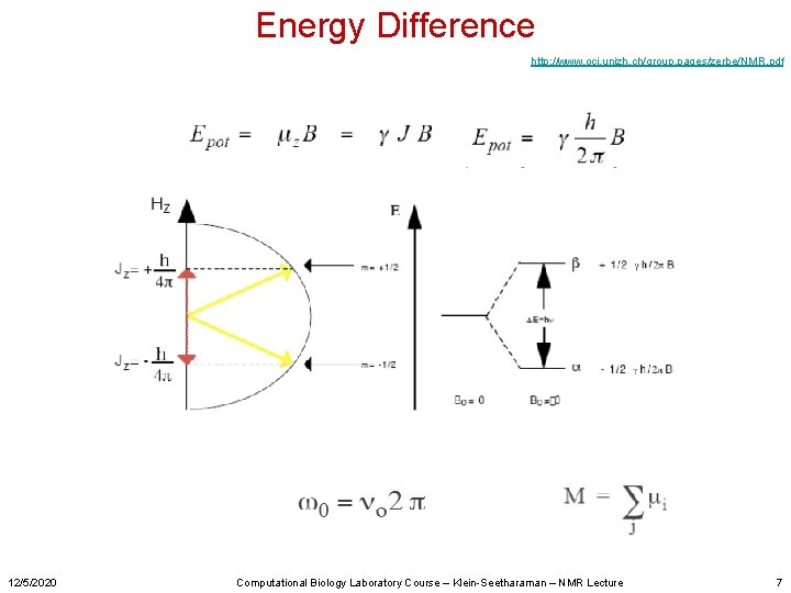 Energy Difference http: //www. oci. unizh. ch/group. pages/zerbe/NMR. pdf 12/5/2020 Computational Biology Laboratory Course