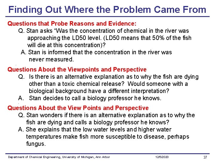 Finding Out Where the Problem Came From Questions that Probe Reasons and Evidence: Q.