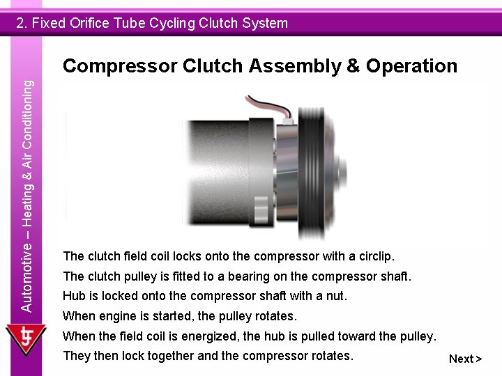 2. Fixed Orifice Tube Cycling Clutch System Automotive – Heating & Air Conditioning Compressor