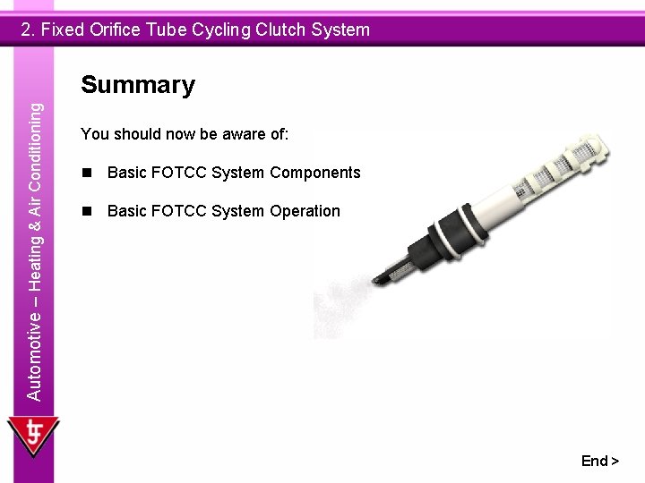2. Fixed Orifice Tube Cycling Clutch System Automotive – Heating & Air Conditioning Summary