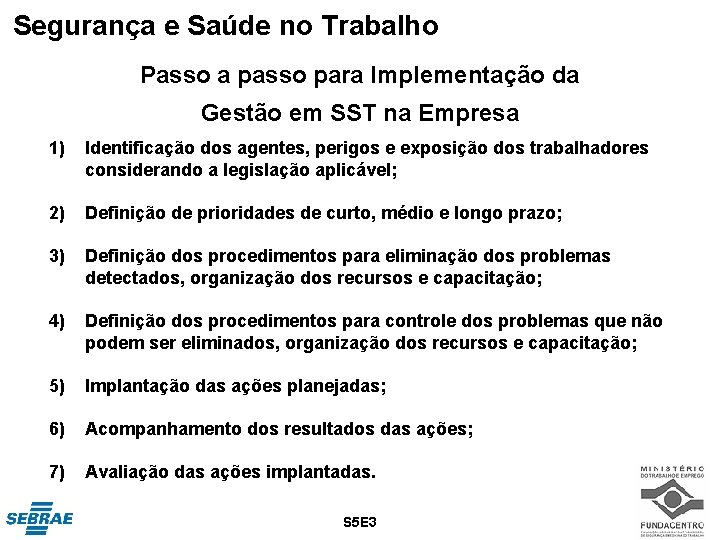 Segurança e Saúde no Trabalho Passo a passo para Implementação da Gestão em SST