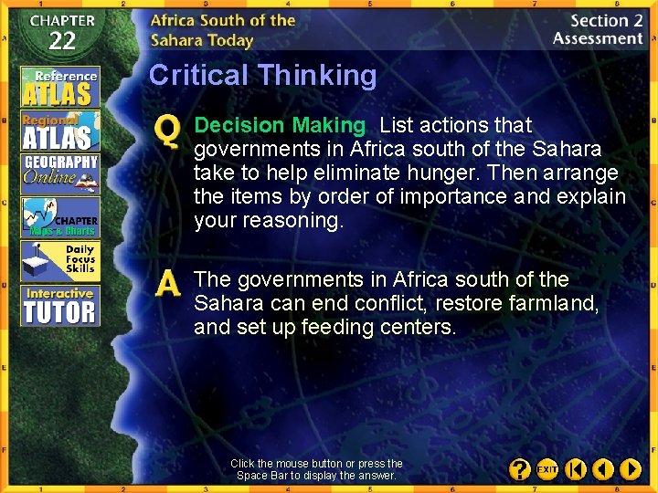 Critical Thinking Decision Making List actions that governments in Africa south of the Sahara