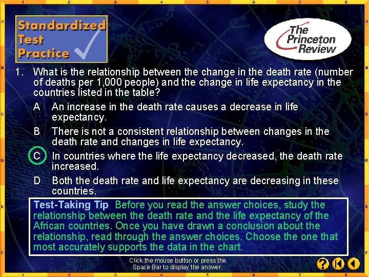 1. What is the relationship between the change in the death rate (number of
