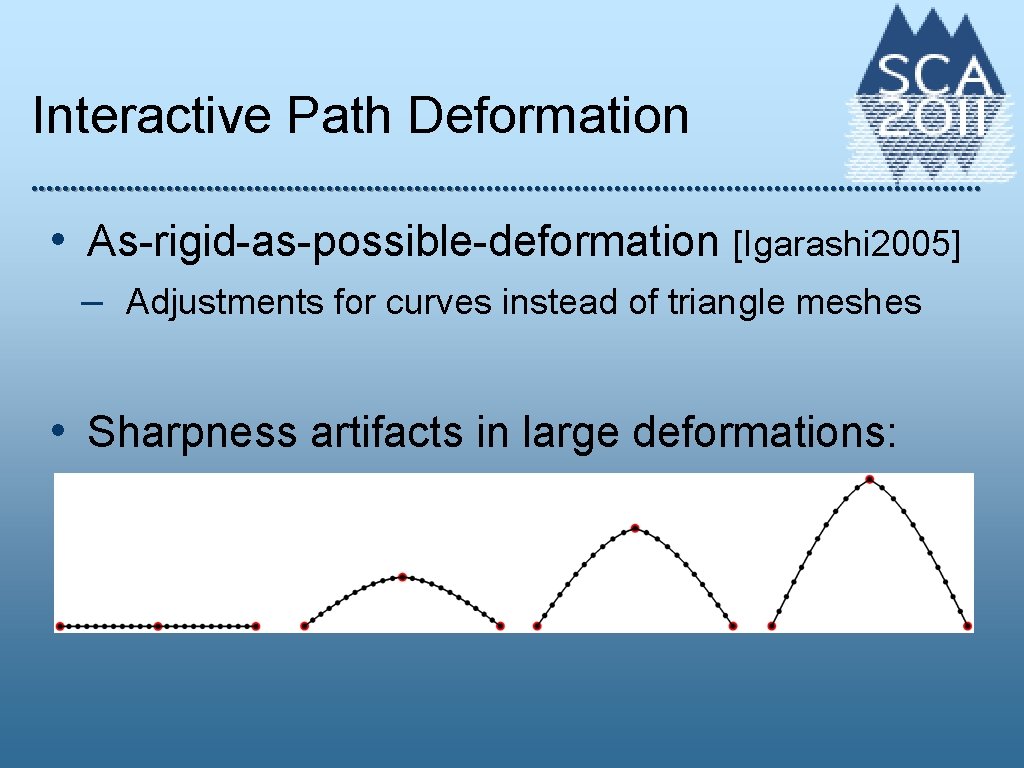 Interactive Path Deformation • As-rigid-as-possible-deformation [Igarashi 2005] – Adjustments for curves instead of triangle