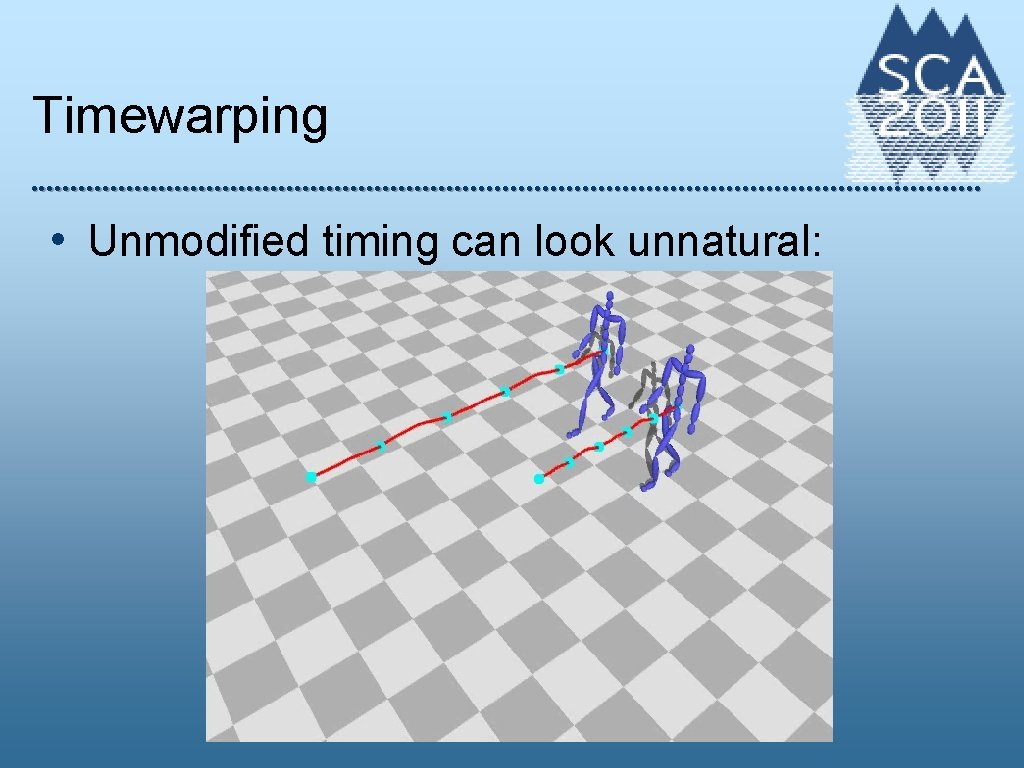 Timewarping • Unmodified timing can look unnatural: 