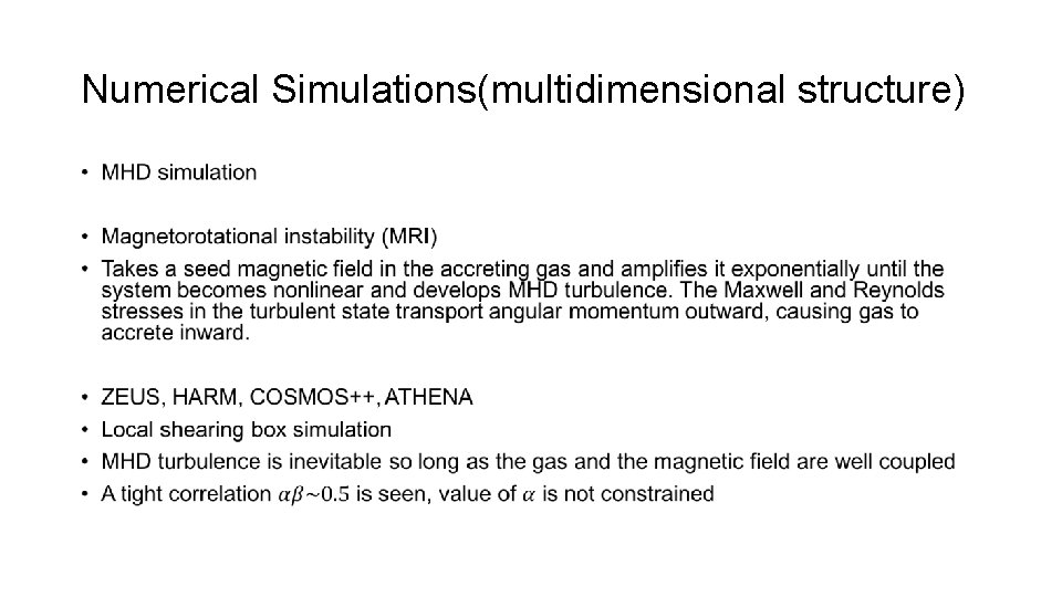 Numerical Simulations(multidimensional structure) • 