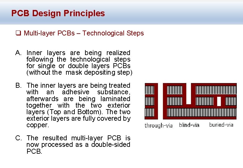 PCB Design Principles q Multi-layer PCBs – Technological Steps A. Inner layers are being