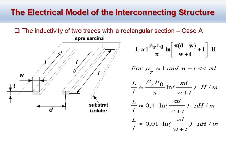 The Electrical Model of the Interconnecting Structure q The inductivity of two traces with