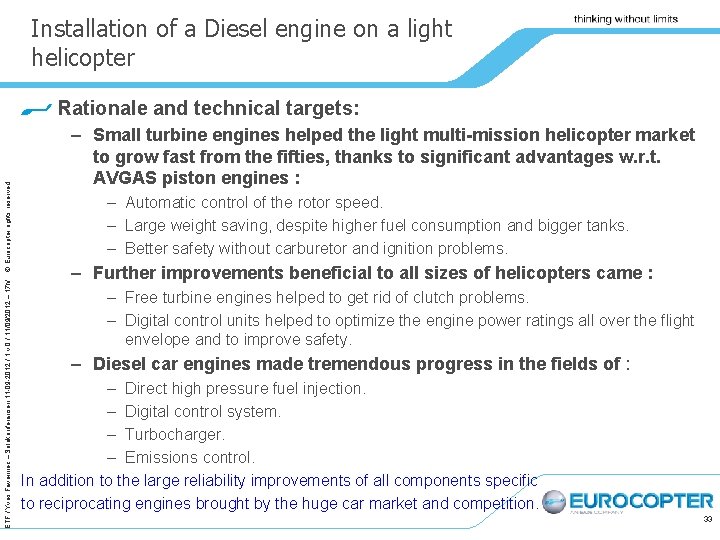 Installation of a Diesel engine on a light helicopter ETF / Yves Favennec –