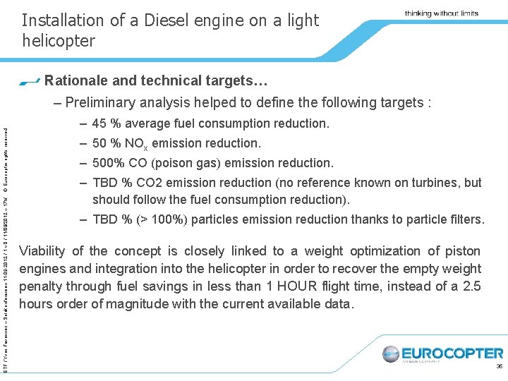 Installation of a Diesel engine on a light helicopter Rationale and technical targets… ETF