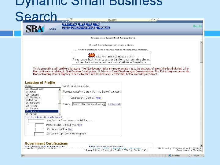 Dynamic Small Business Search 