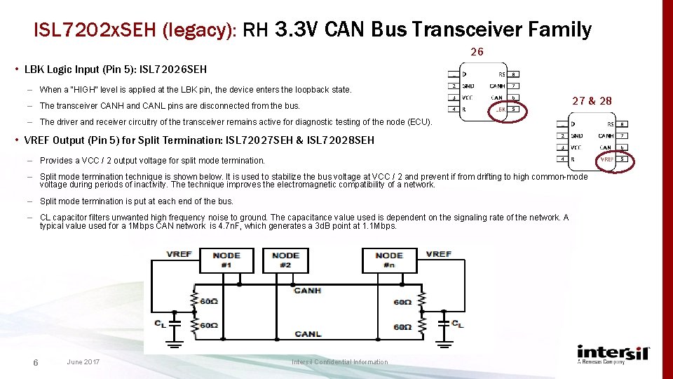 ISL 7202 x. SEH (legacy): RH 3. 3 V CAN Bus Transceiver Family 26