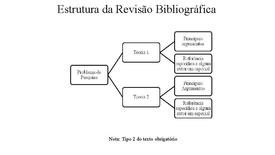 Estrutura da Revisão Bibliográfica Nota: Tipo 2 do texto obrigatório 