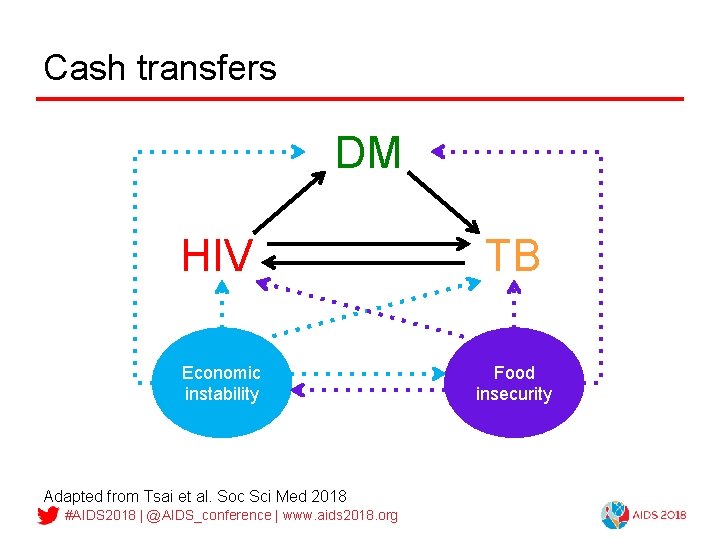 Cash transfers DM HIV Economic instability Adapted from Tsai et al. Soc Sci Med
