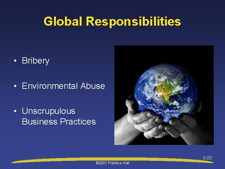 Global Responsibilities • Bribery • Environmental Abuse • Unscrupulous Business Practices 2 -23 ©