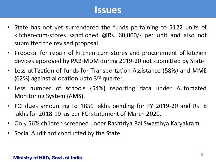 Issues • State has not yet surrendered the funds pertaining to 5122 units of