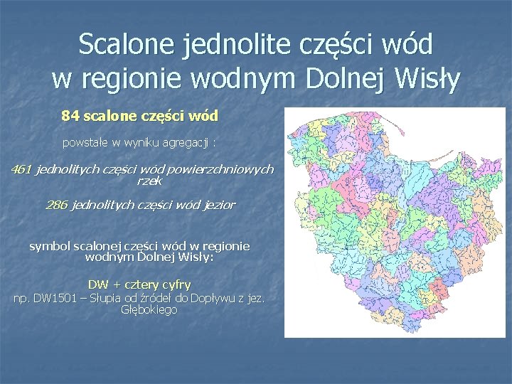 Scalone jednolite części wód w regionie wodnym Dolnej Wisły 84 scalone części wód powstałe