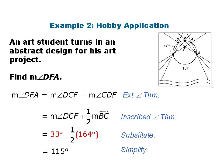 Example 2: Hobby Application An art student turns in an abstract design for his