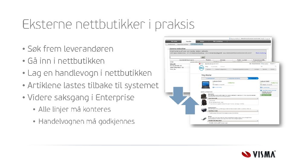 Eksterne nettbutikker i praksis • Søk frem leverandøren • Gå inn i nettbutikken •