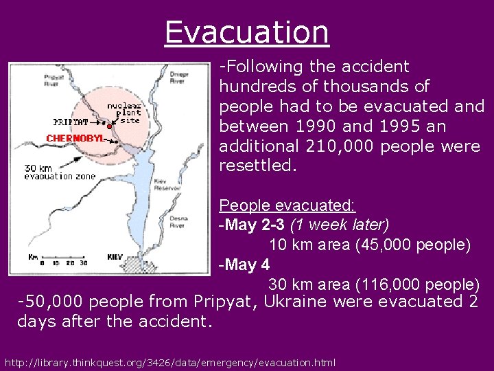 Evacuation -Following the accident hundreds of thousands of people had to be evacuated and