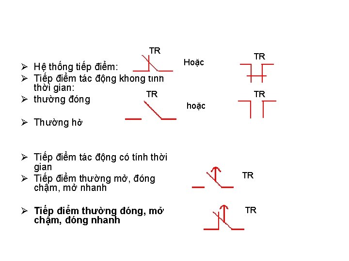 TR Ø Hệ thống tiếp điểm: Ø Tiếp điểm tác động không tính thời