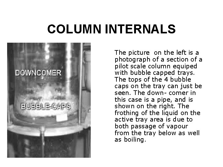 COLUMN INTERNALS The picture on the left is a photograph of a section of