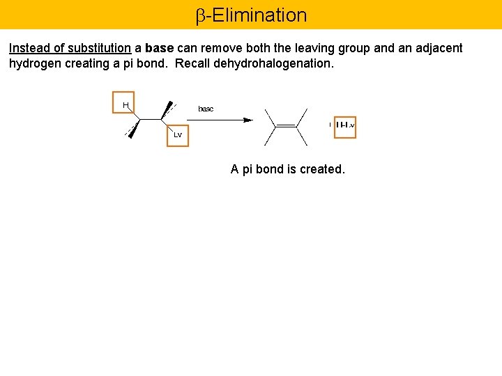  -Elimination Instead of substitution a base can remove both the leaving group and