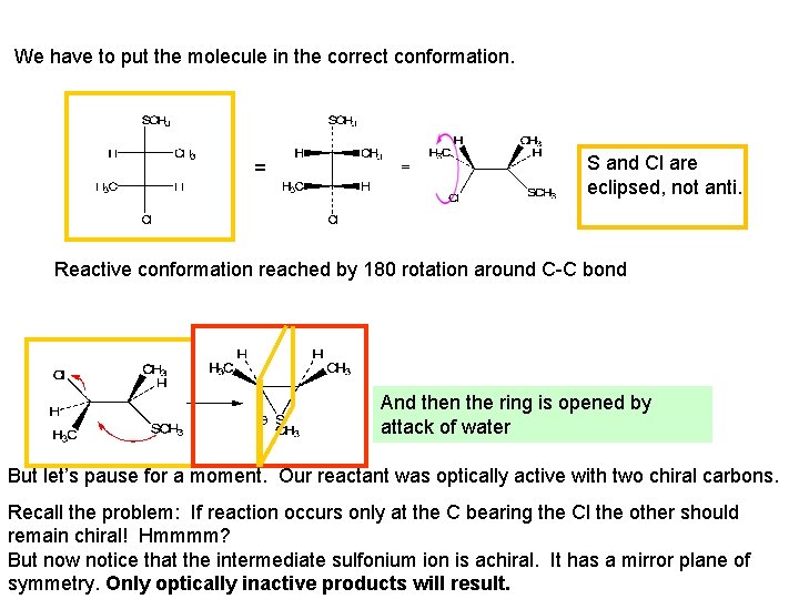 We have to put the molecule in the correct conformation. = S and Cl