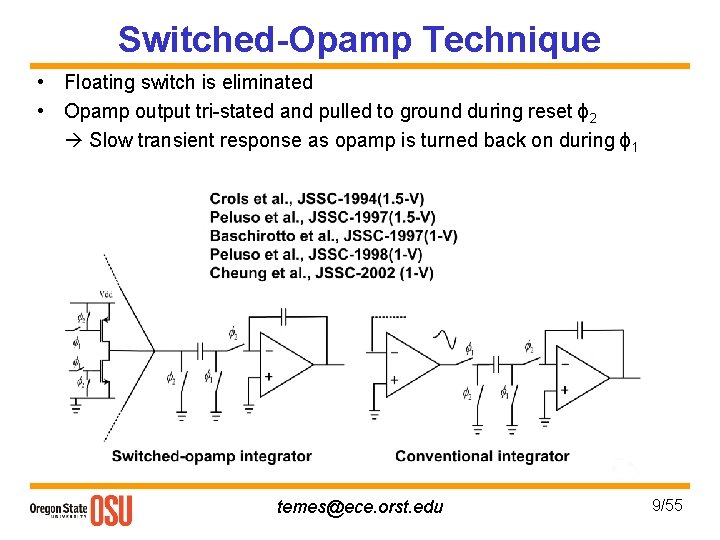 Switched-Opamp Technique • Floating switch is eliminated • Opamp output tri-stated and pulled to