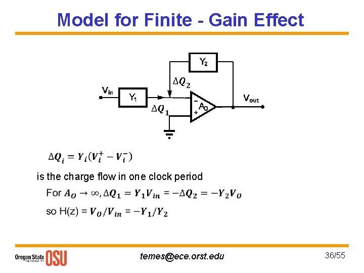 Model for Finite - Gain Effect • • • is the charge flow in