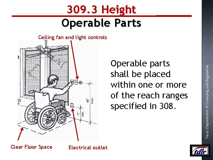 309. 3 Height Operable Parts Operable parts shall be placed within one or more