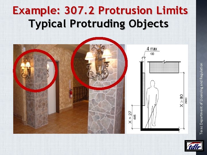 Texas Department of Licensing and Regulation Example: 307. 2 Protrusion Limits Typical Protruding Objects