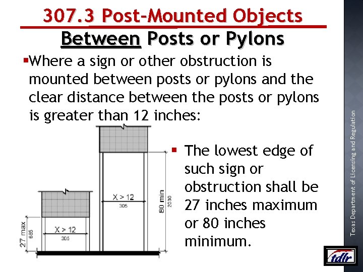 §Where a sign or other obstruction is mounted between posts or pylons and the