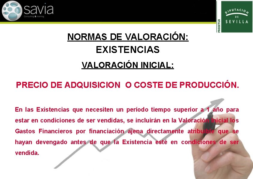 NORMAS DE VALORACIÓN: EXISTENCIAS VALORACIÓN INICIAL: PRECIO DE ADQUISICION O COSTE DE PRODUCCIÓN. En