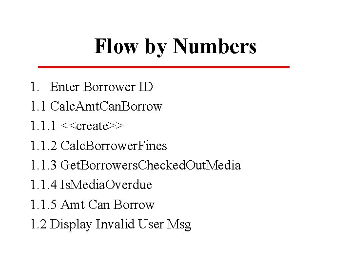 Flow by Numbers 1. Enter Borrower ID 1. 1 Calc. Amt. Can. Borrow 1.