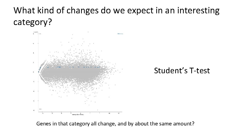 What kind of changes do we expect in an interesting category? Student’s T-test Genes