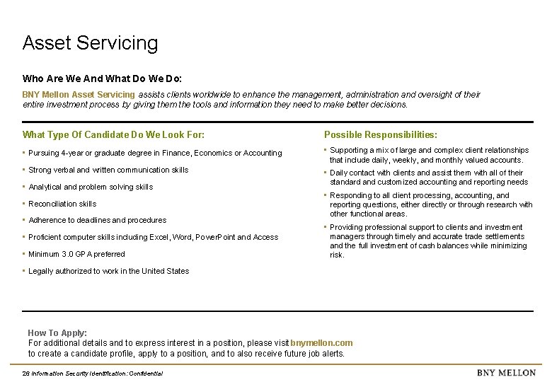 Asset Servicing Who Are We And What Do We Do: BNY Mellon Asset Servicing