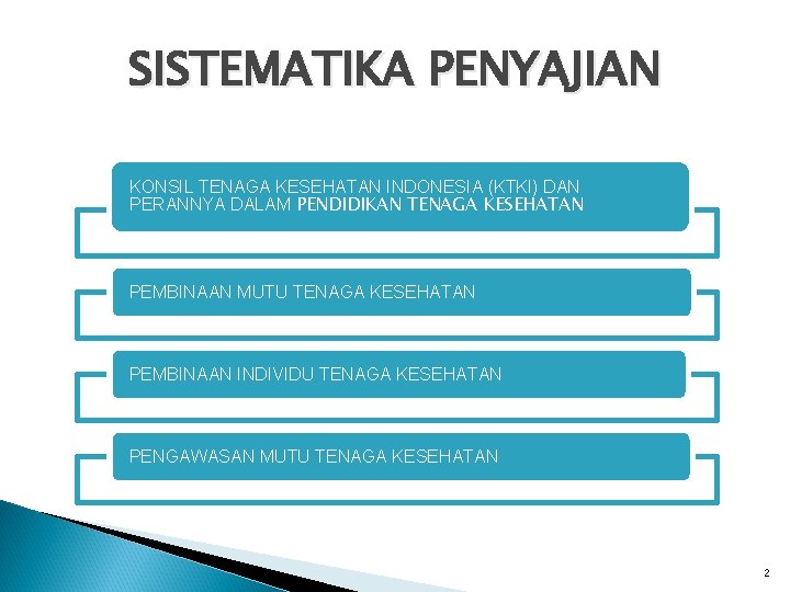 SISTEMATIKA PENYAJIAN KONSIL TENAGA KESEHATAN INDONESIA (KTKI) DAN PERANNYA DALAM PENDIDIKAN TENAGA KESEHATAN PEMBINAAN