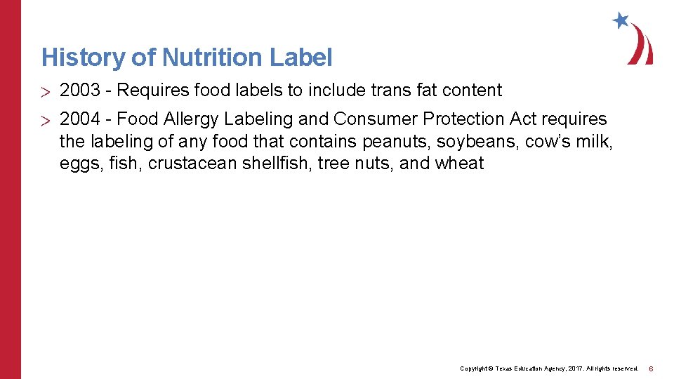 History of Nutrition Label > 2003 - Requires food labels to include trans fat