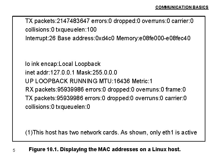 COMMUNICATION BASICS TX packets: 2147483647 errors: 0 dropped: 0 overruns: 0 carrier: 0 collisions: