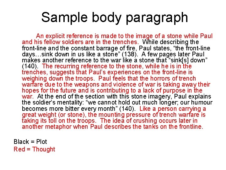 Sample body paragraph An explicit reference is made to the image of a stone