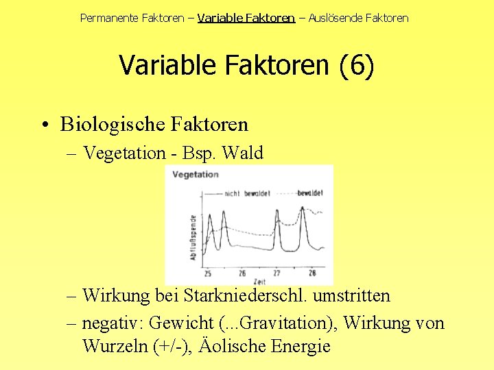 Permanente Faktoren – Variable Faktoren – Auslösende Faktoren Variable Faktoren (6) • Biologische Faktoren
